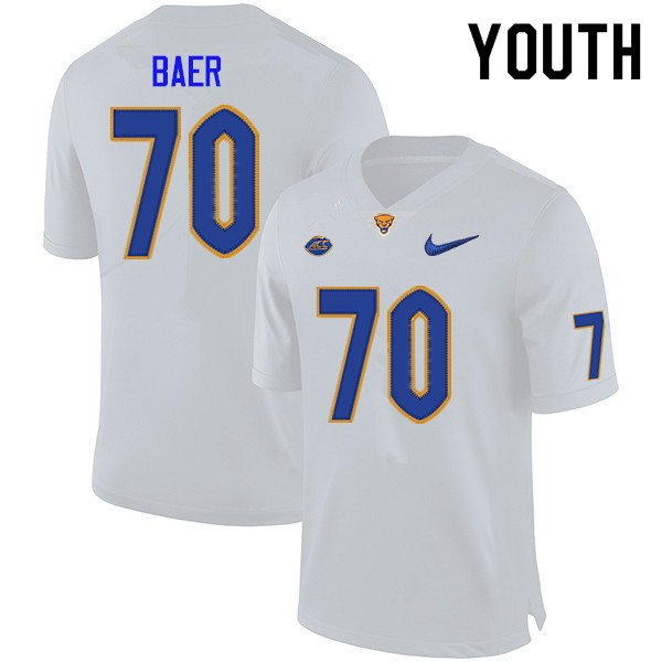 Youth #70 Ryan Baer Pitt Panthers College Football Jerseys Sale-White